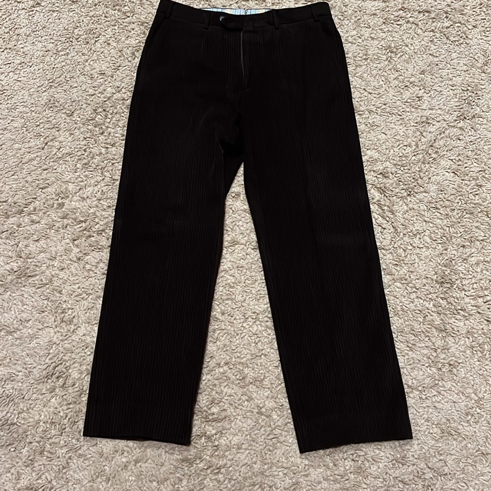 ISAIA Napoli Gianluca Men's Trousers Pants Cotton Brown Black Stripe 36